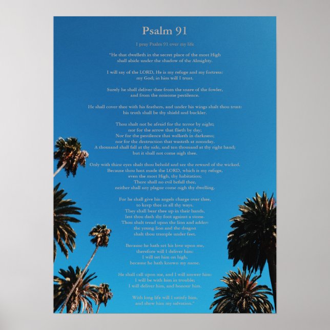 Psalm 91 King James Christian Poster (Frente)
