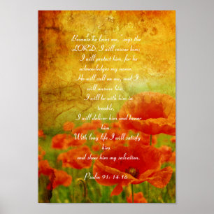 Psalm 91 red poppies poster