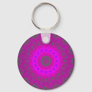 Psicocinese Abstrato Roxo Mandala Chaveiro