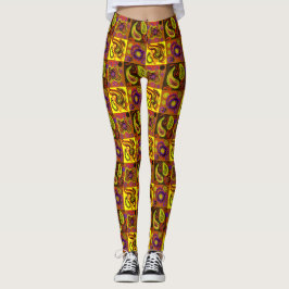 Psicodélica Verificar Leggings Impressão