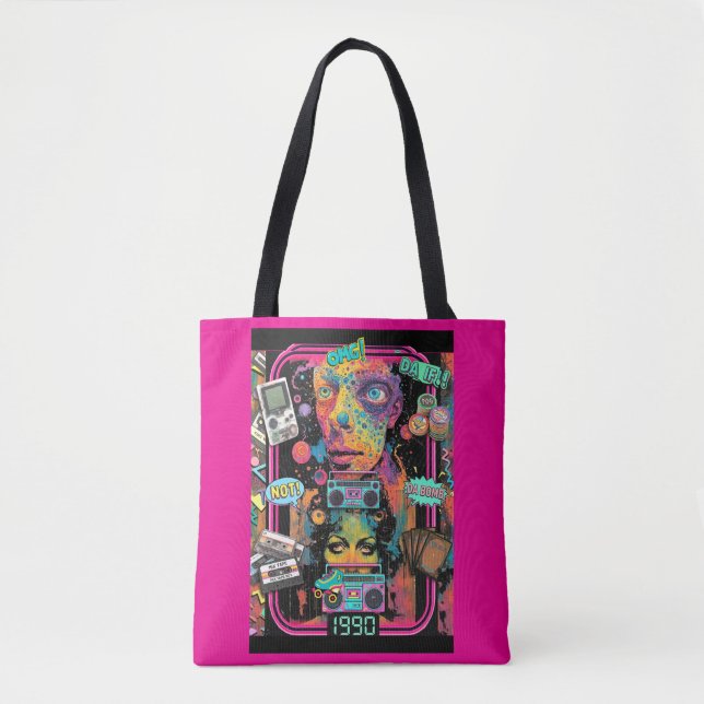 Psychedelic 90s Style All Over Print Tote Bag (Frente)