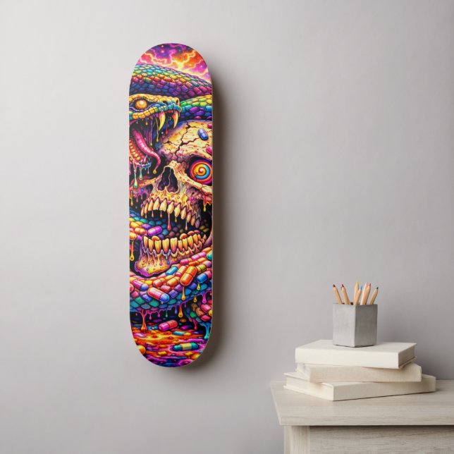 Psychedelic Skull Snake Skateboard Deck (Arte de parede)
