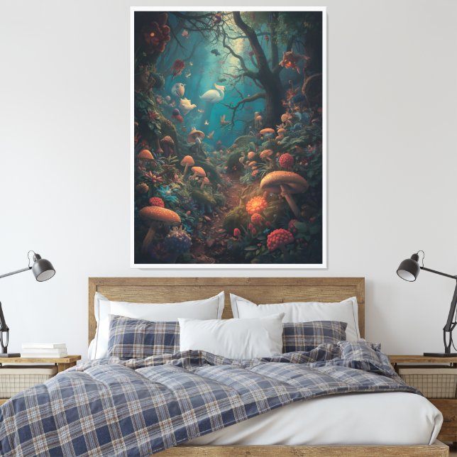 Psychedelic woodland canvas print (Insitu(Quarto))