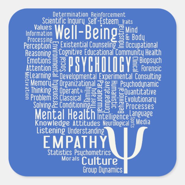 PSYCHOLOGY Word Cloud adesivos de cores personaliz (Frente)