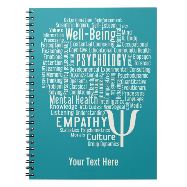 PSYCHOLOGY Word Cloud caderno de cores personaliza (Frente)