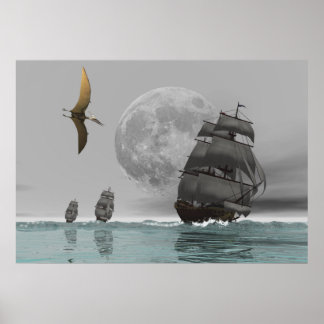 Pteranodon nos navios e na Poster da Lua