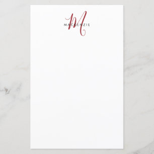 Publicação do Monograma de Script Vermelho Branco