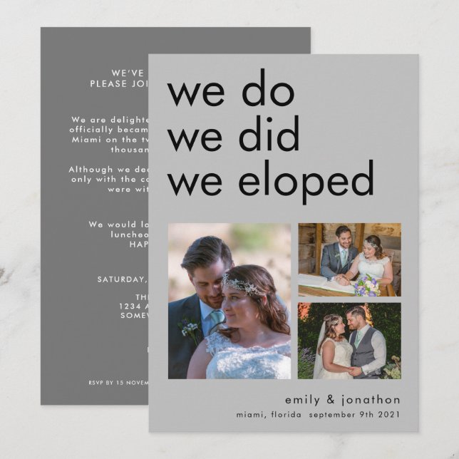 Publicamos 3 Fotos, Anunciamos cinza de Convite (Frente/Verso)