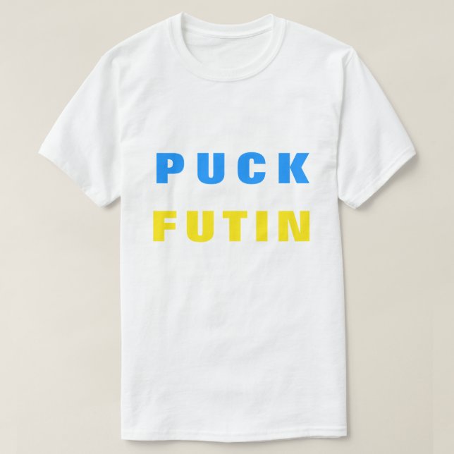 Puck Futin T-shirt Ucrânia suporta a bandeira ucra (Frente do Design)