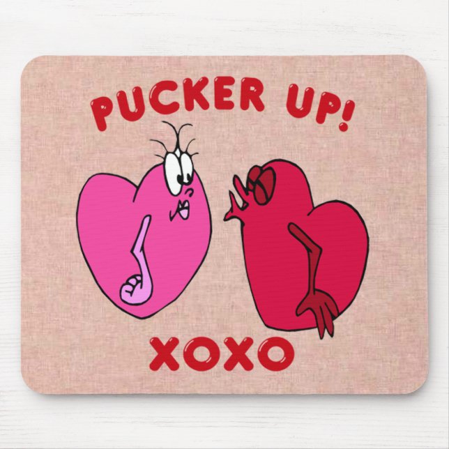 Pucker Up Namorados Hearts Mouse Pad (Frente)