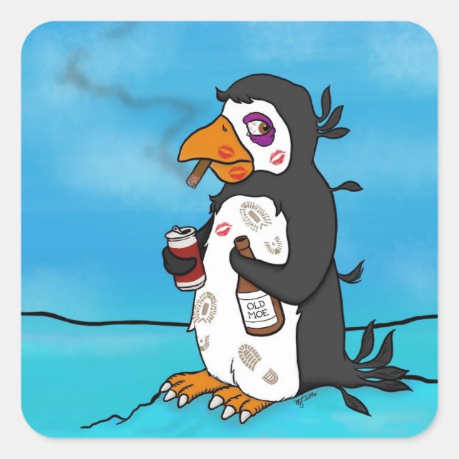 Puckered Pete, adesivo quadrado (Frente)