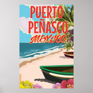 Puerto Peñasco Beach Mexico travel poster