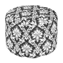 Padrão de damasco floral preto e branco elegante