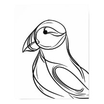Puffin Line Art | Poster de pássaro costeiro irlan