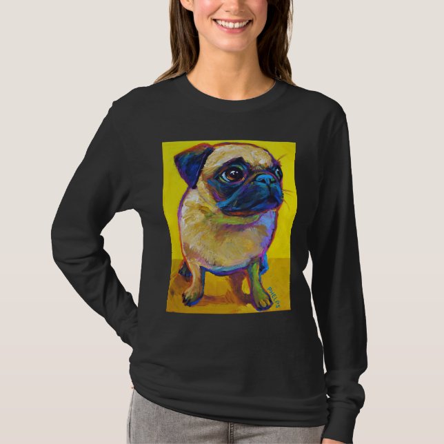 Pug Adorable Puppy on Yellow Classic T-Shirt 250 (Frente)
