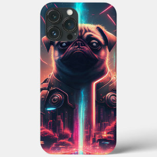 Pug Adorável com Fantasia de Robô Futurista