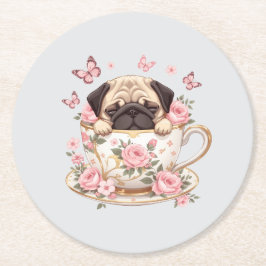 Pug Blossom Dreams Porta-copos – Bebida Cute Flora