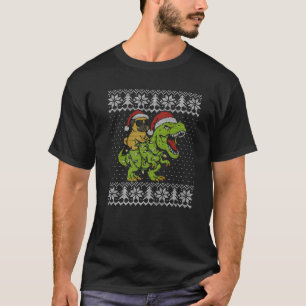 Pug Camiseta de Natal Feia Pug Montando Dinossauro