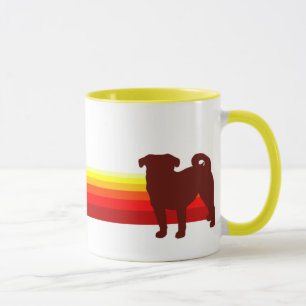 Pug com caneca das listras
