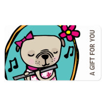 Pug com cartão-presente de flauta, certificado, D1