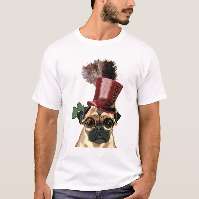 Pug com Estilo Steampunk Top Hat (Frente)