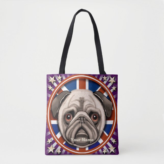 Pug da Inglaterra por todo o Tote Bag (Frente)