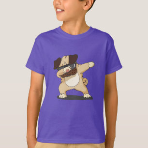 Pug de toque ligeiro legal com camisa dos óculos