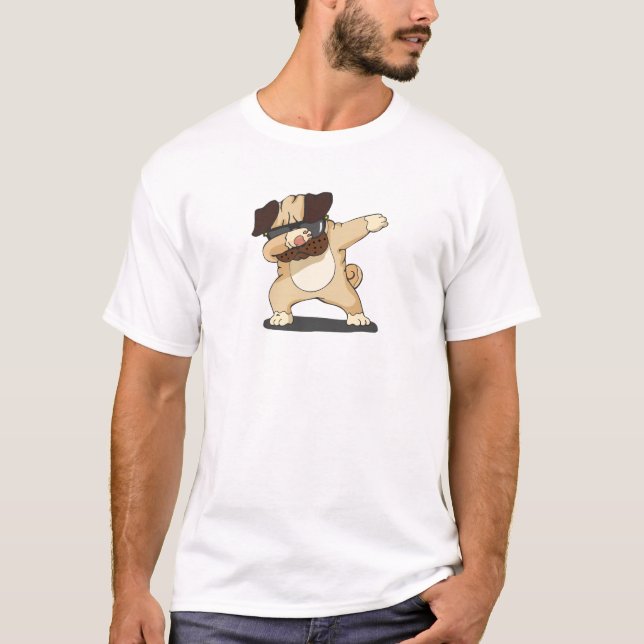 Pug de toque ligeiro legal com camisa dos óculos (Frente)