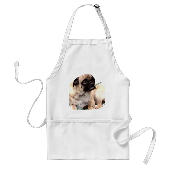 Pug doente com avental do termômetro (Frente)