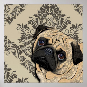 Pug Dog Abstrato Pet Patterno Impressão Poster