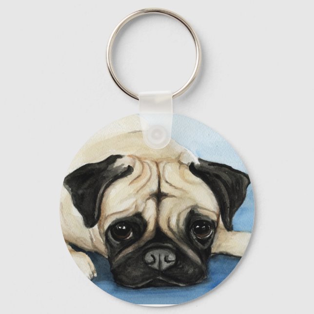 "Pug" Dog Art Chaveiro (Frente)