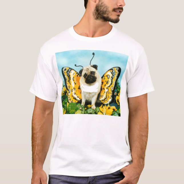 Pug Dog Butterfly T-Shirt (Frente)