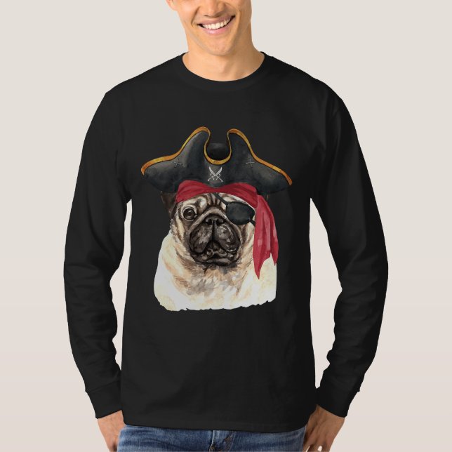Pug Dog Pirate Classic T-Shirt 210 (Frente)