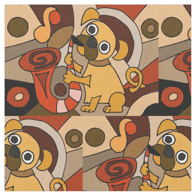 Pug engraçado que joga o tecido abstrato do (Detalhe)