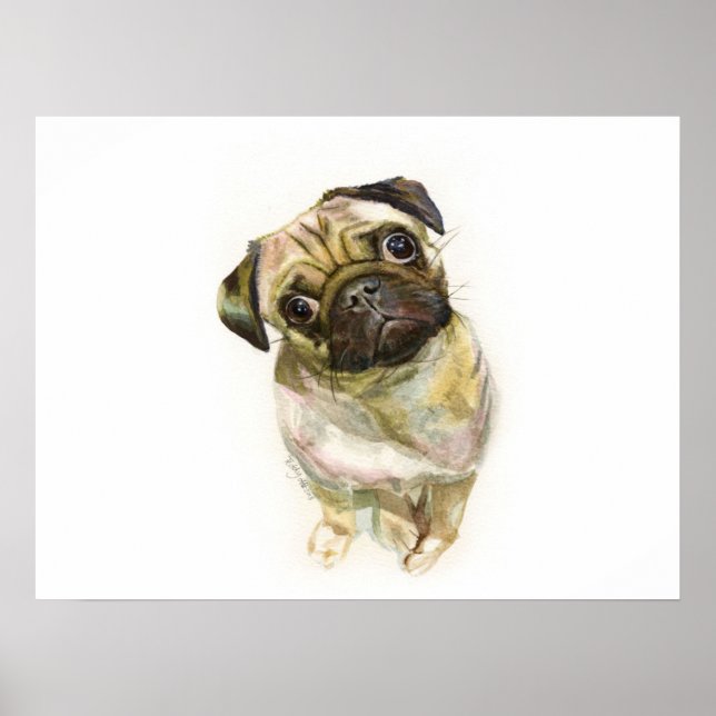 Pug Face Art Impressão | Cachorro de Cueca (Frente)