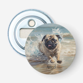 Pug Feliz na Praia personalizável