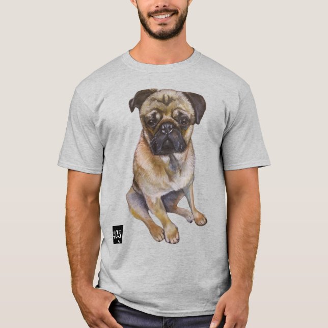 Pug Gaze T-Shirt – Chalk Art Style (Frente)