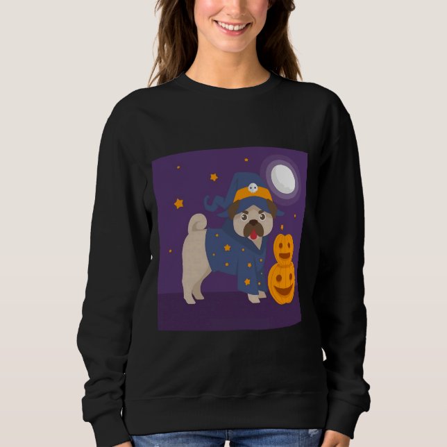 PUG HALLOWEEN COM PUMPKIN - Camisa Essencial 220 (Frente)