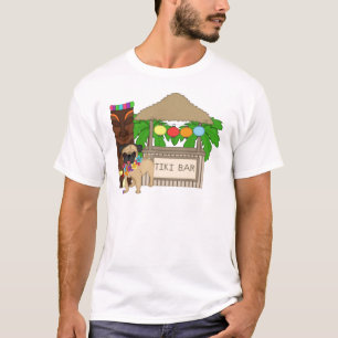 Pug havaiano no Bar Tiki Camisetas personalizávei