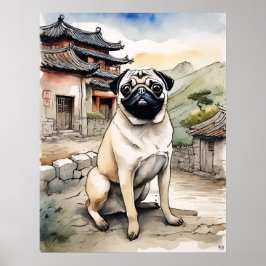 Pug - Impressão de Arte Canina