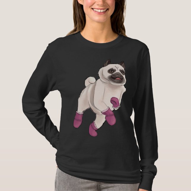 Pug in Uggs Classic T-Shirt 548 (Frente)
