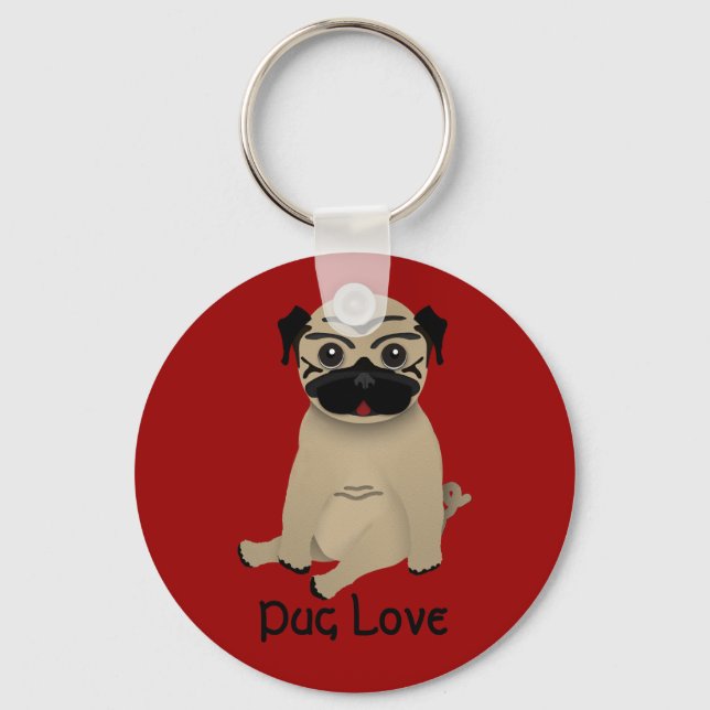 Pug Love chaveiro (Frente)