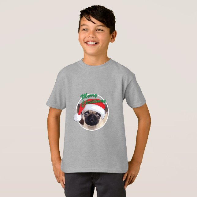Pug Natal - Camisa Básica Para Crianças (Frente Completa)