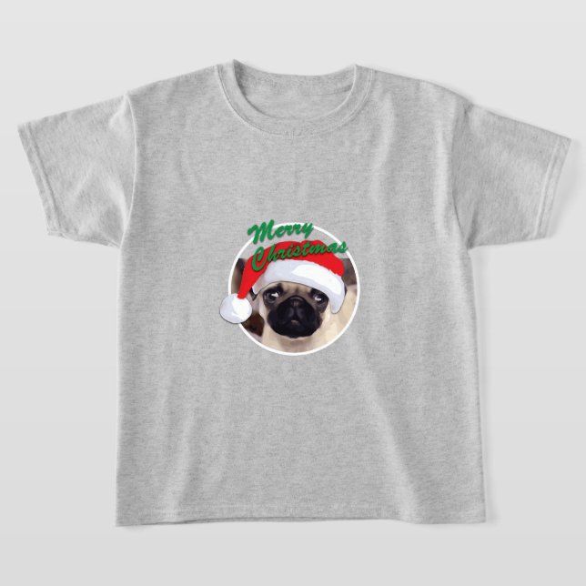 Pug Natal - Camisa Básica Para Crianças (Postura )