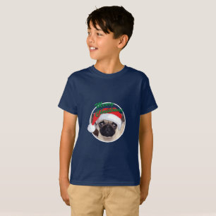 Pug Natal - Camisa Básica Para Crianças