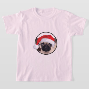 Pug Natal - Camisa Básica Para Crianças