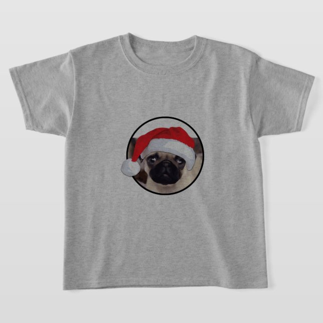 Pug Natal - Camisa Básica Para Crianças (Postura )