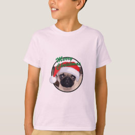 Pug Natal - Camisa Básica Para Crianças