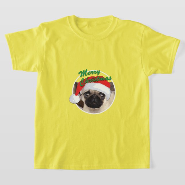 Pug Natal - Camisa Básica Para Crianças (Postura )