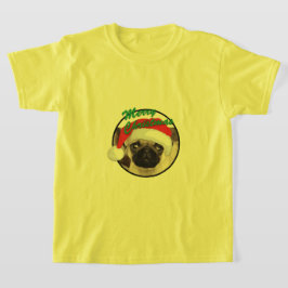 Pug Natal - Camisa Básica Para Crianças